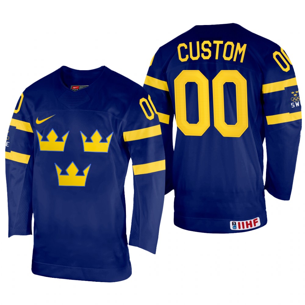 Sweden Custom 2022 IIHF World Championship Navy #00 Jersey Away