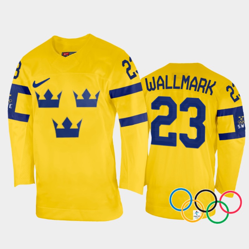 Sweden Lucas Wallmark 2022 Winter Olympics Yellow #23 Jersey Home