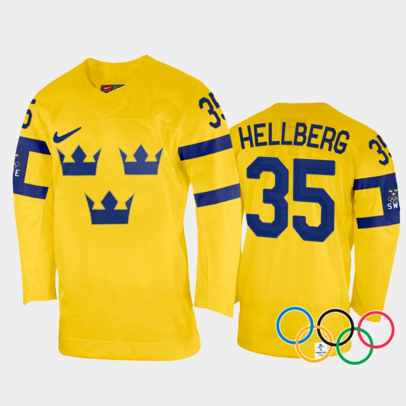 Sweden Magnus Hellberg 2022 Winter Olympics Yellow #35 Jersey Home