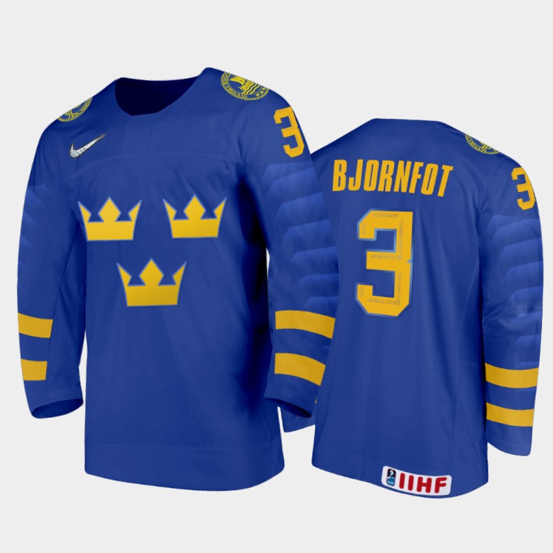 Sweden Tobias Bjornfot #3 2020 IIHF World Junior Ice Blue Away Jersey