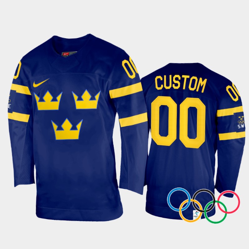 Sweden Women's Custom 2022 Winter Olympics Navy #00 Jersey Away
