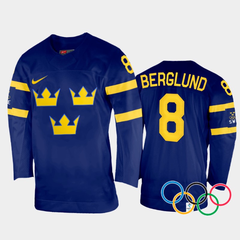 Sweden Women's Ebba Berglund 2022 Winter Olympics Navy #8 Jersey Away