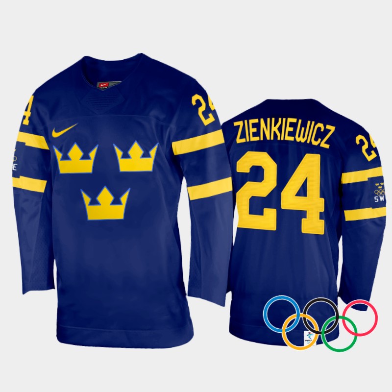 Sweden Women's Felizia Wikner Zienkiewicz 2022 Winter Olympics Navy #24 Jersey Away