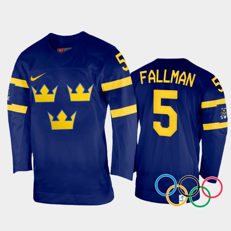 Sweden Women's Johanna Fallman 2022 Winter Olympics Navy #5 Jersey Away
