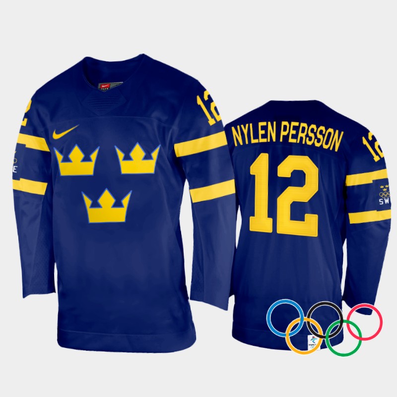 Sweden Women's Maja Nylen Persson 2022 Winter Olympics Navy #12 Jersey Away