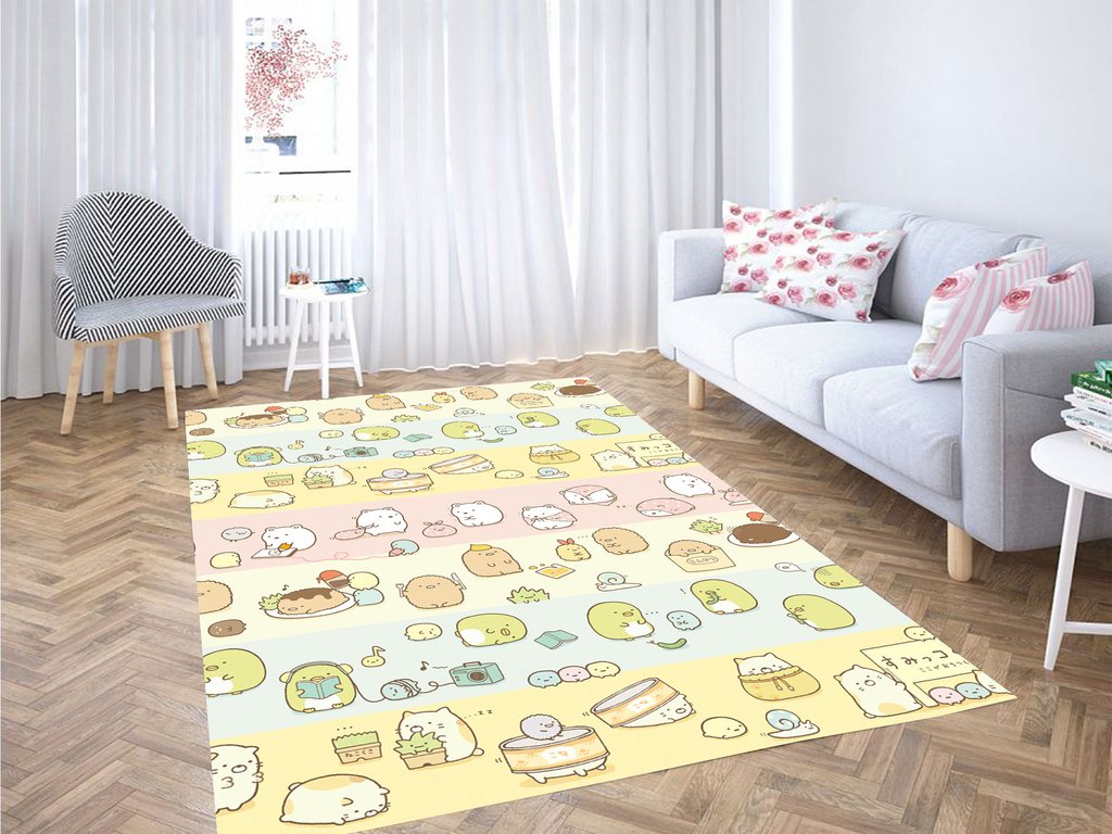 Sweet Pastel Dog Living Room Modern Carpet Rectangle Rug