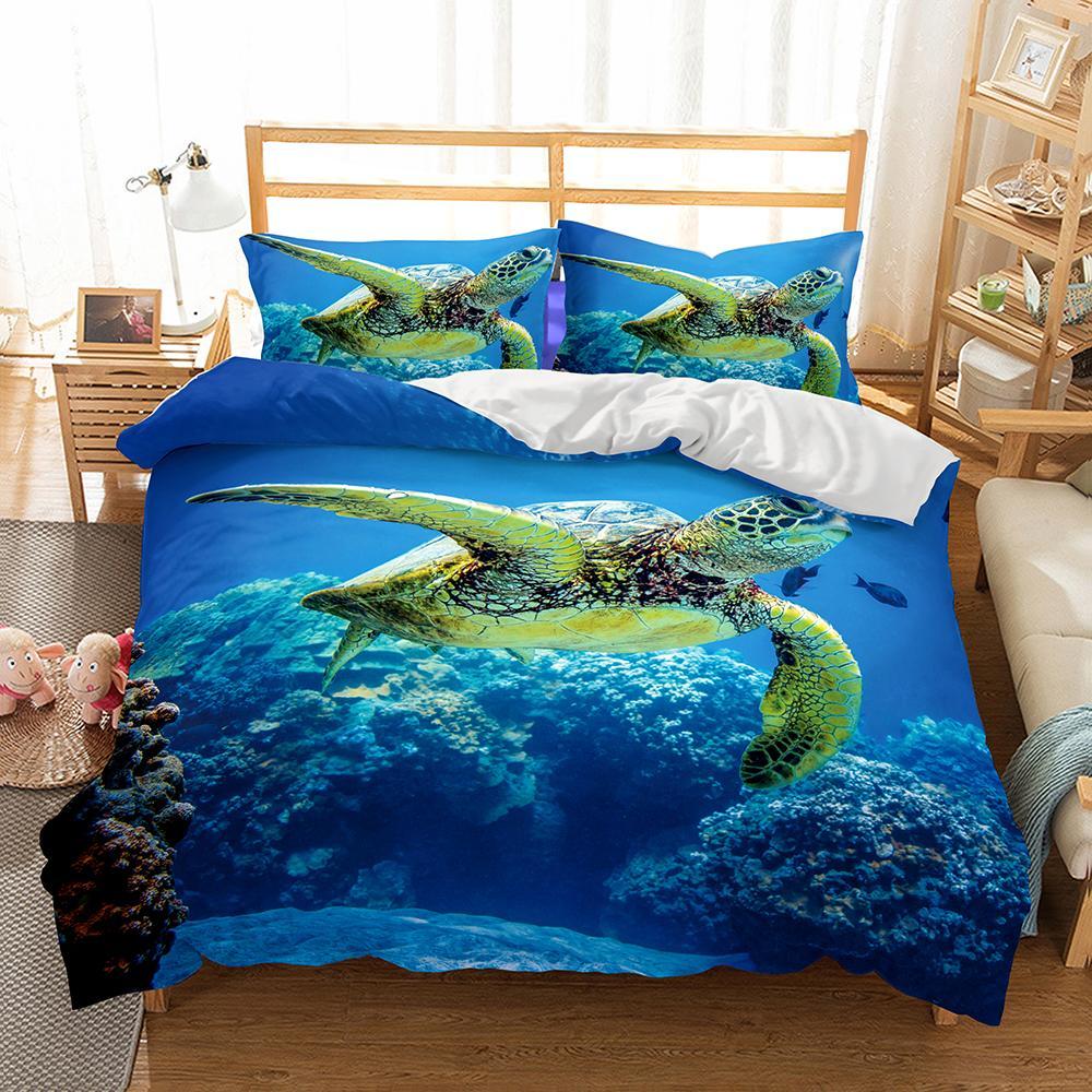 Swimming Turtle 3D Customized Duvet Cover Bedding Set