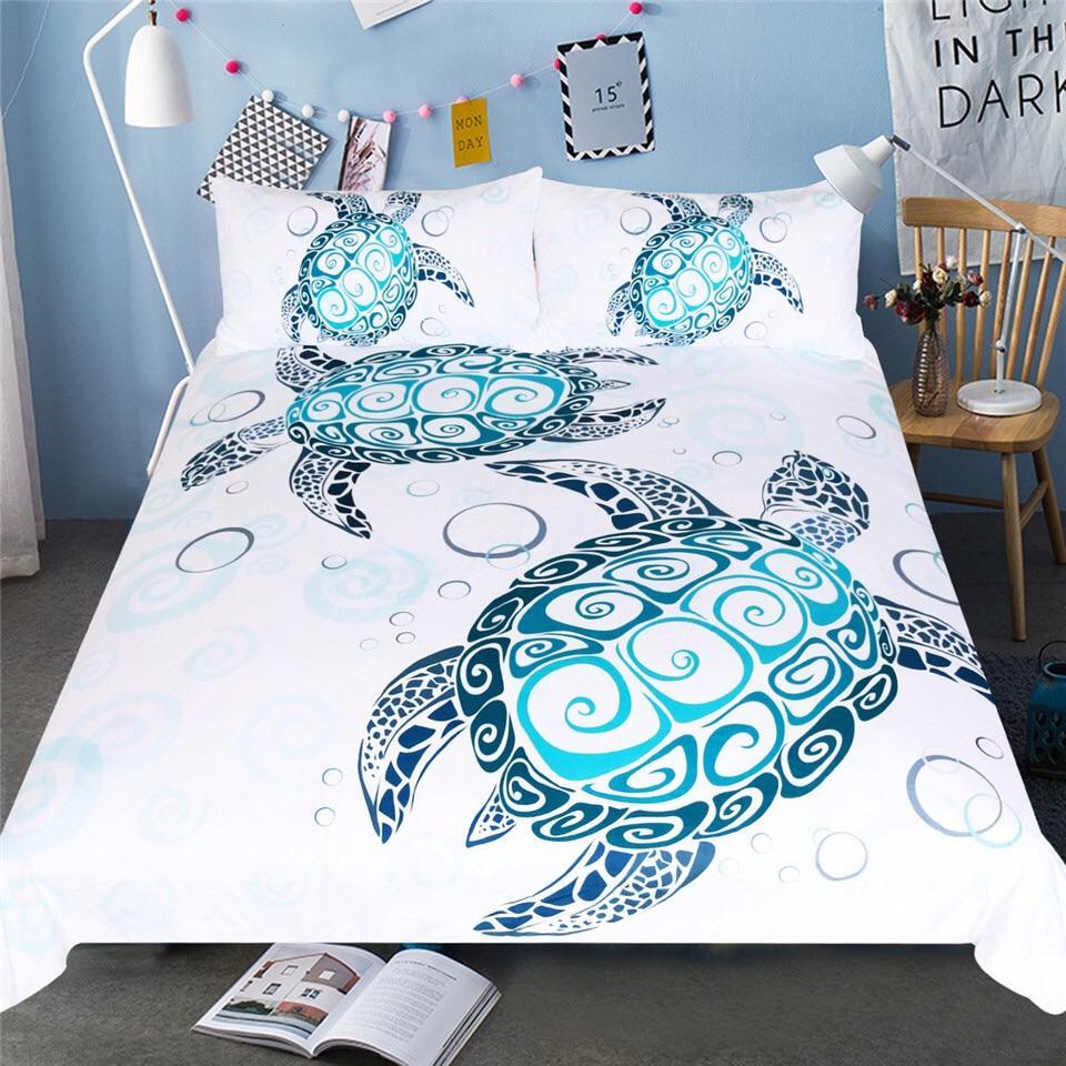 Swimming Turtles 3D Customized Duvet Cover Bedding Set
