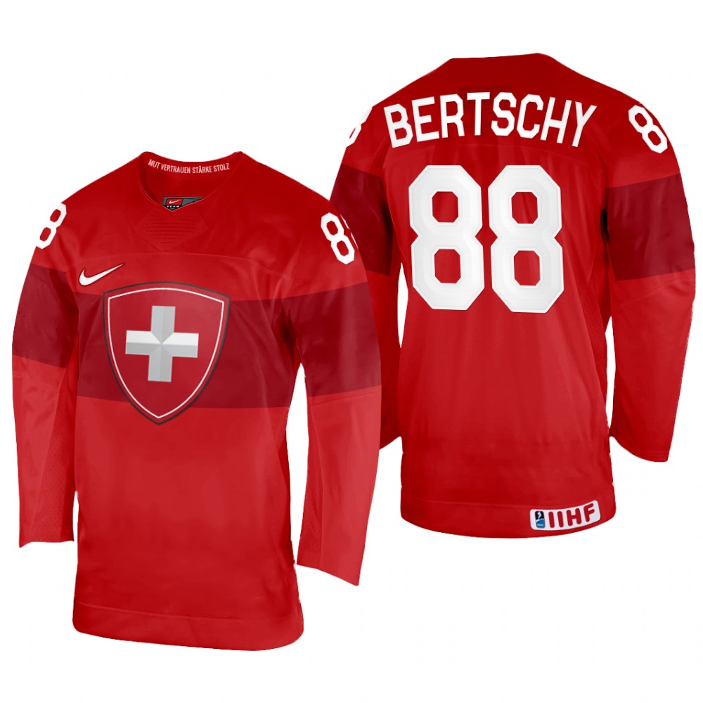 Switzerland Christoph Bertschy 2022 IIHF World Championship Red #88 Jersey Away