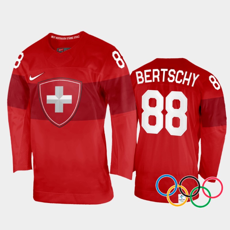 Switzerland Christoph Bertschy 2022 Winter Olympics Red #88 Jersey Home