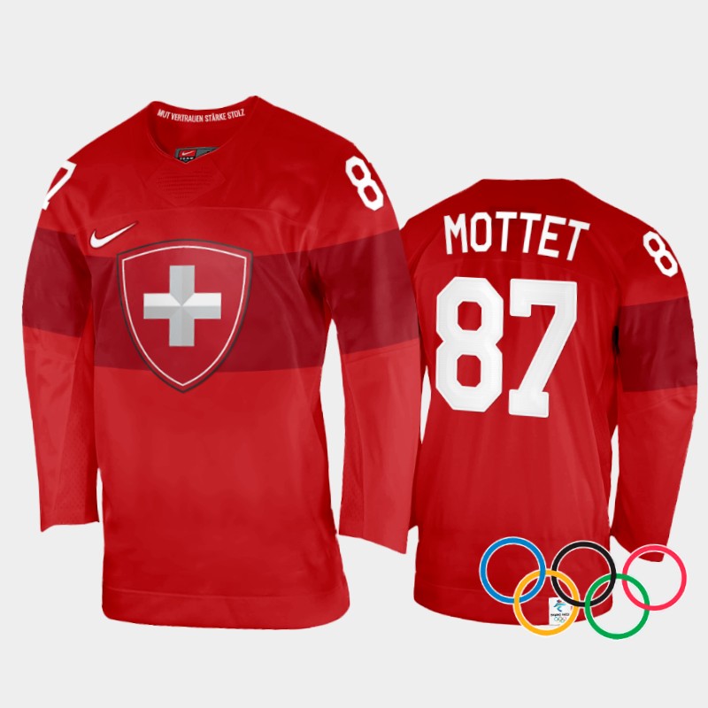 Switzerland Killian Mottet 2022 Winter Olympics Red #87 Jersey Home