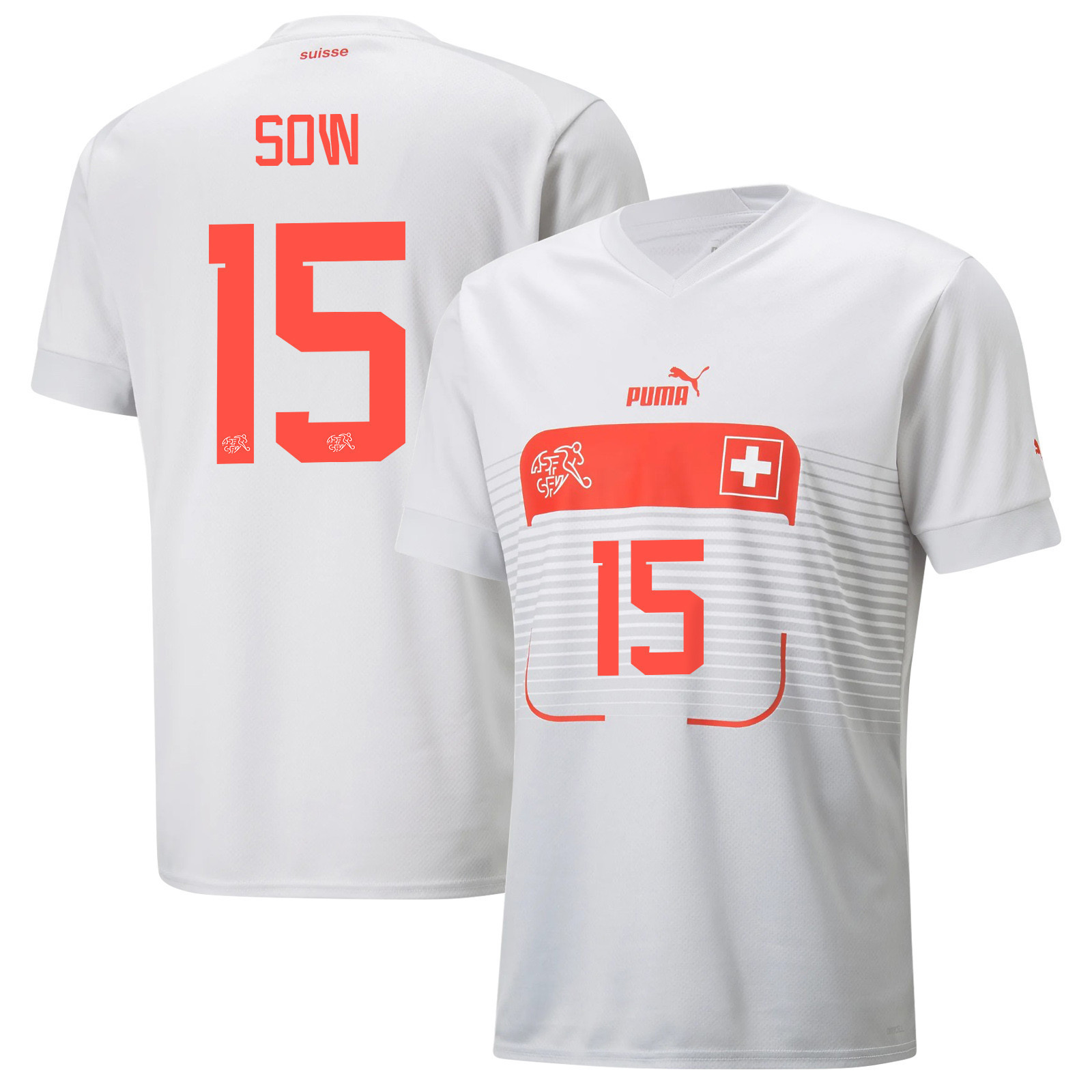 Switzerland National Team 2022-23 Qatar World Cup Away Men Soccer Jersey – Djibril Sow 15