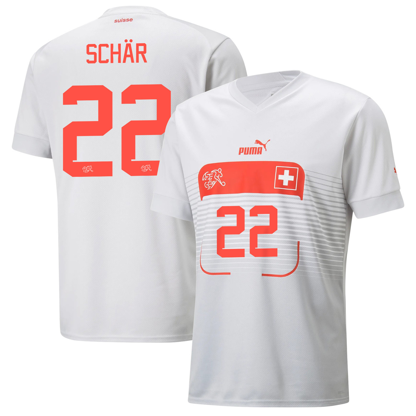 Switzerland National Team 2022-23 Qatar World Cup Away Men Soccer Jersey – Fabian Schar 22
