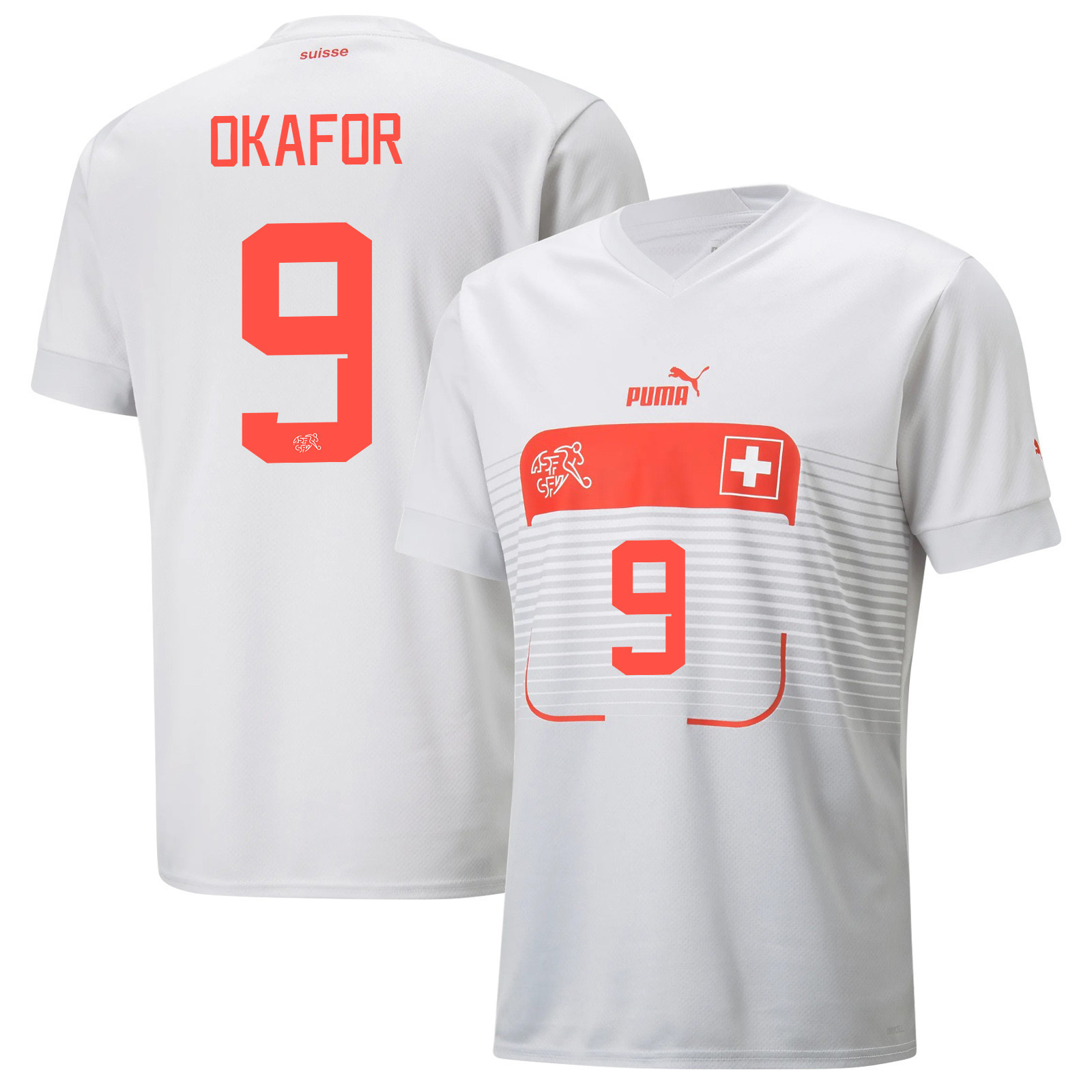 Switzerland National Team 2022-23 Qatar World Cup Away Men Soccer Jersey – Noah Okafor 9