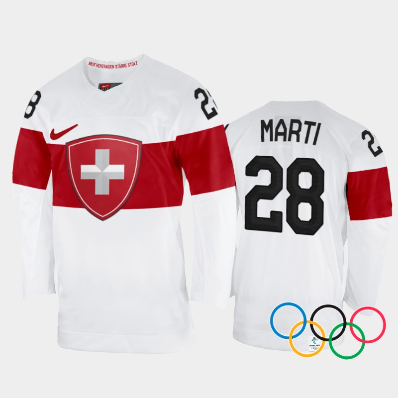 Switzerland Women's Alina Marti 2022 Winter Olympics White #28 Jersey Away