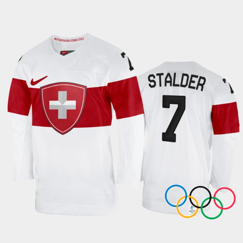Switzerland Women's Lara Stalder 2022 Winter Olympics White #7 Jersey Away