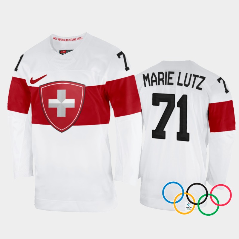 Switzerland Women's Lena Marie Lutz 2022 Winter Olympics White #71 Jersey Away