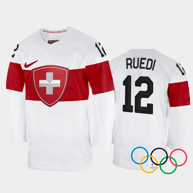 Switzerland Women's Lisa Ruedi 2022 Winter Olympics White #12 Jersey Away