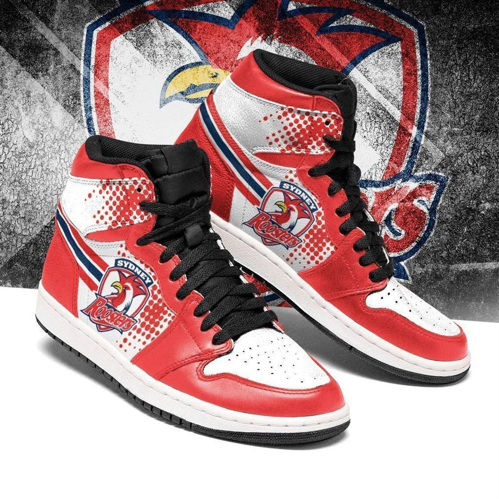 Sydney Roosters NRL Fashion Sneakers Basketball Shoes Leather High Top Air Jordan Sneaker, Air Jordan Hightop