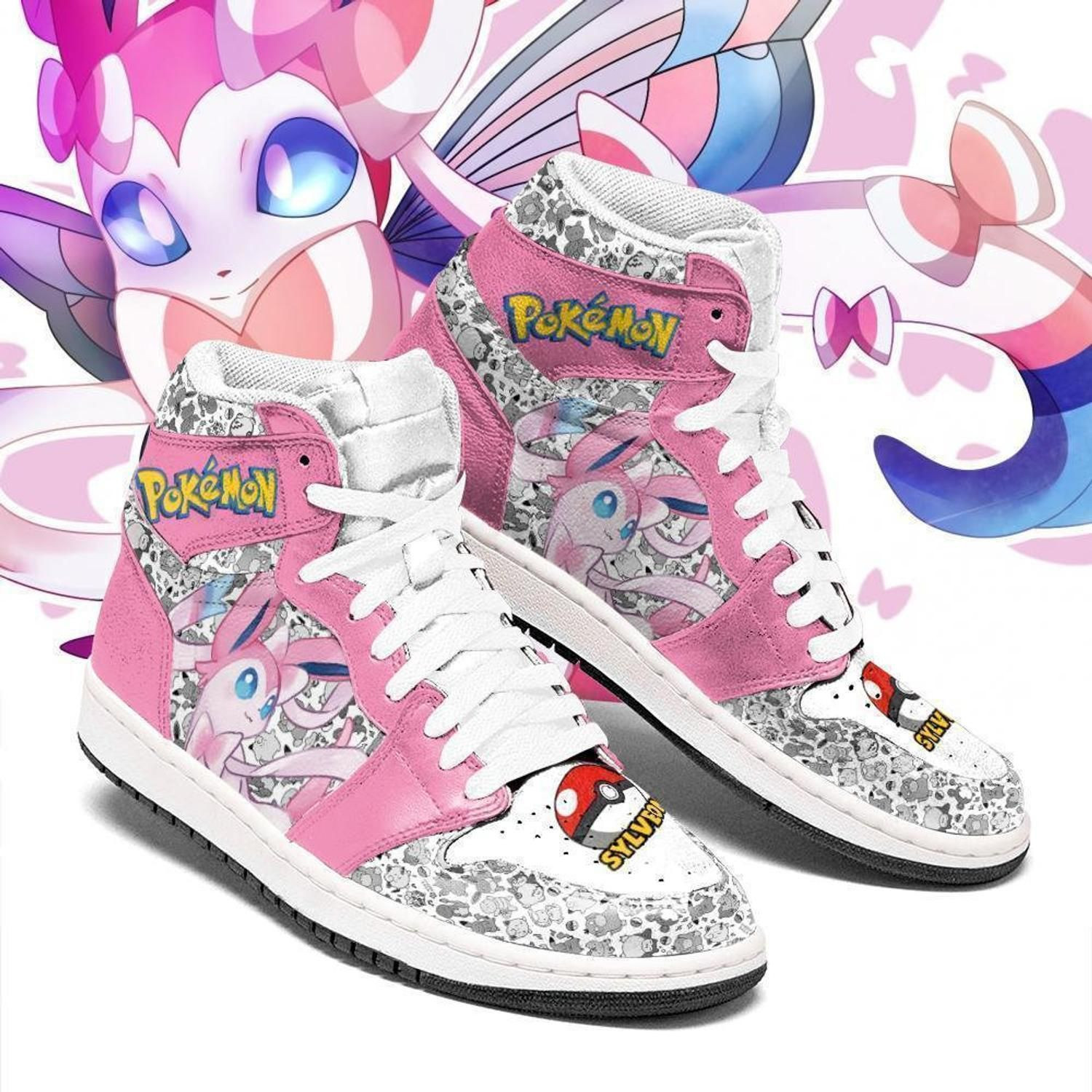 Sylveon Pokemon Anime High Top Air Jordan Sneaker, Air Jordan Hightop