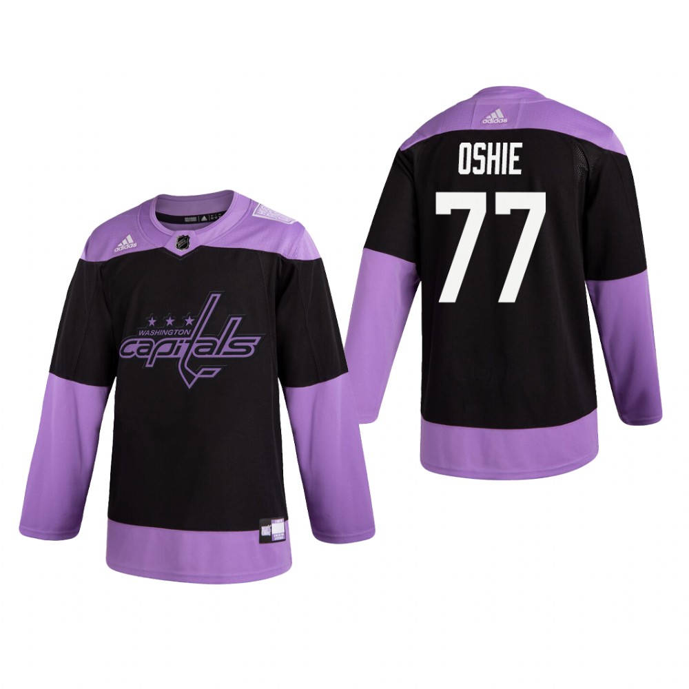 T. J. Oshie #77 Washington Capitals 2019 Fights Cancer Black Practice Jersey