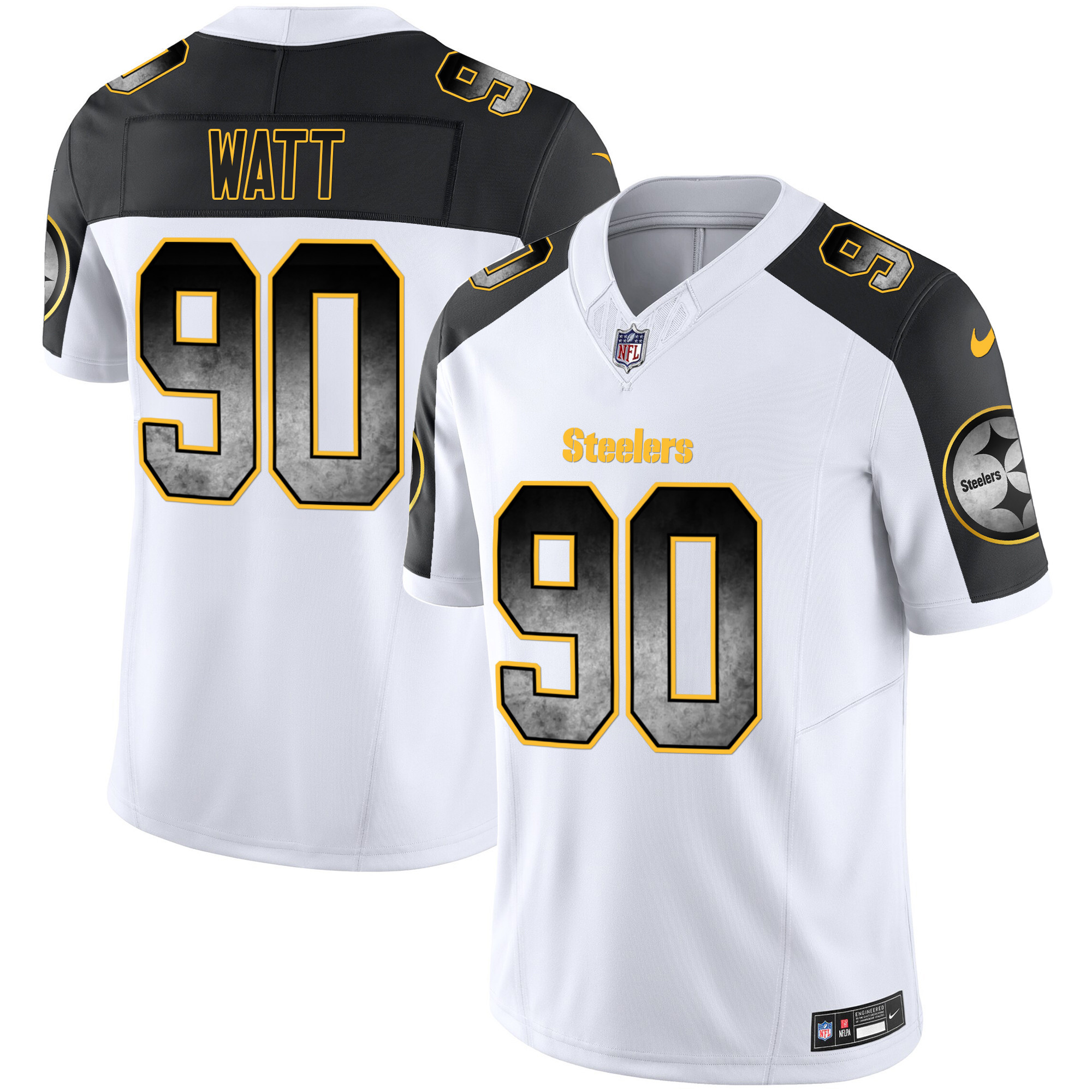 T. J. Watt Men's Pittsburgh Steelers Arch Smoke Vapor Inverted Jersey - All Stitched
