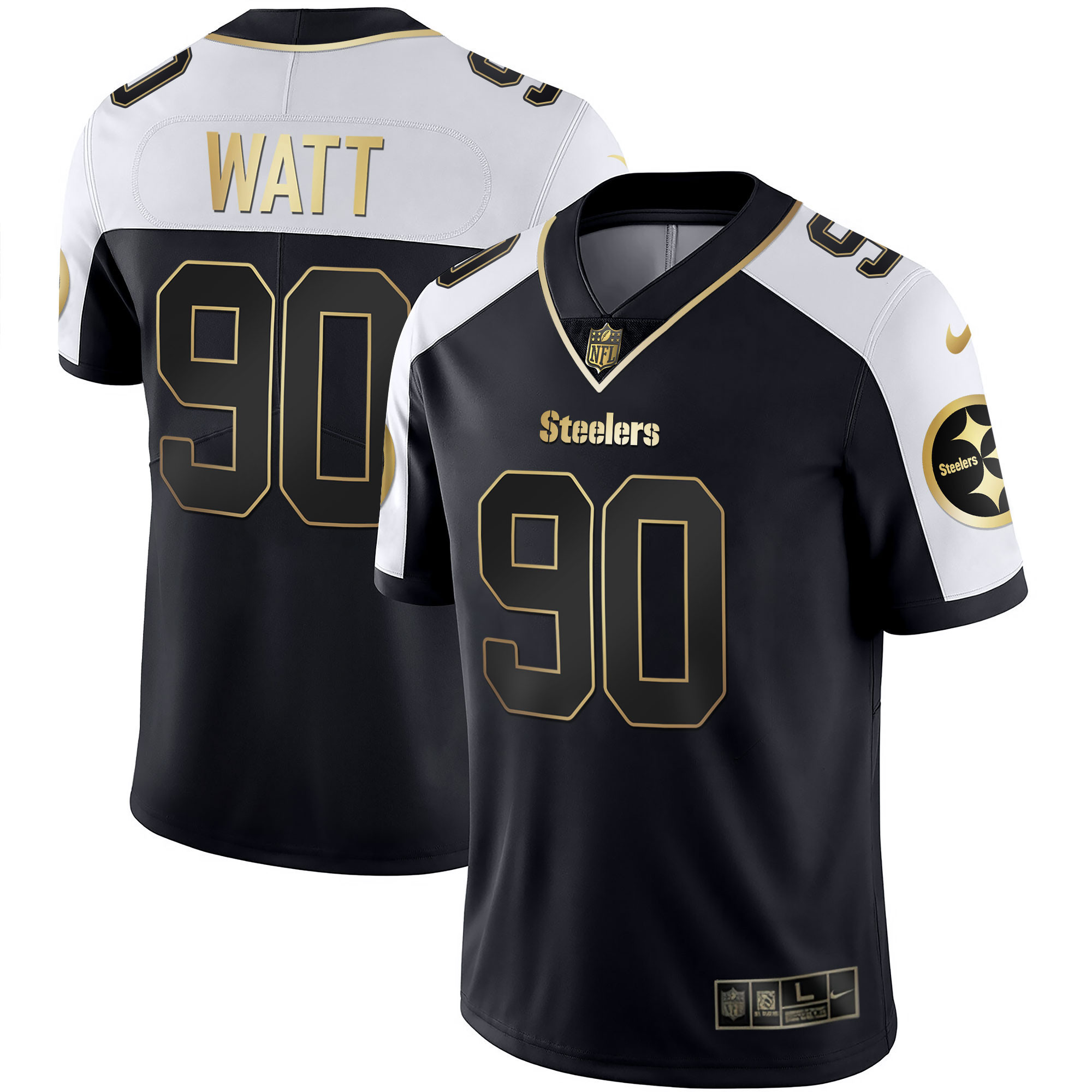 T. J. Watt Men's Pittsburgh Steelers Gold & Split Alternate Jersey - All Stitched