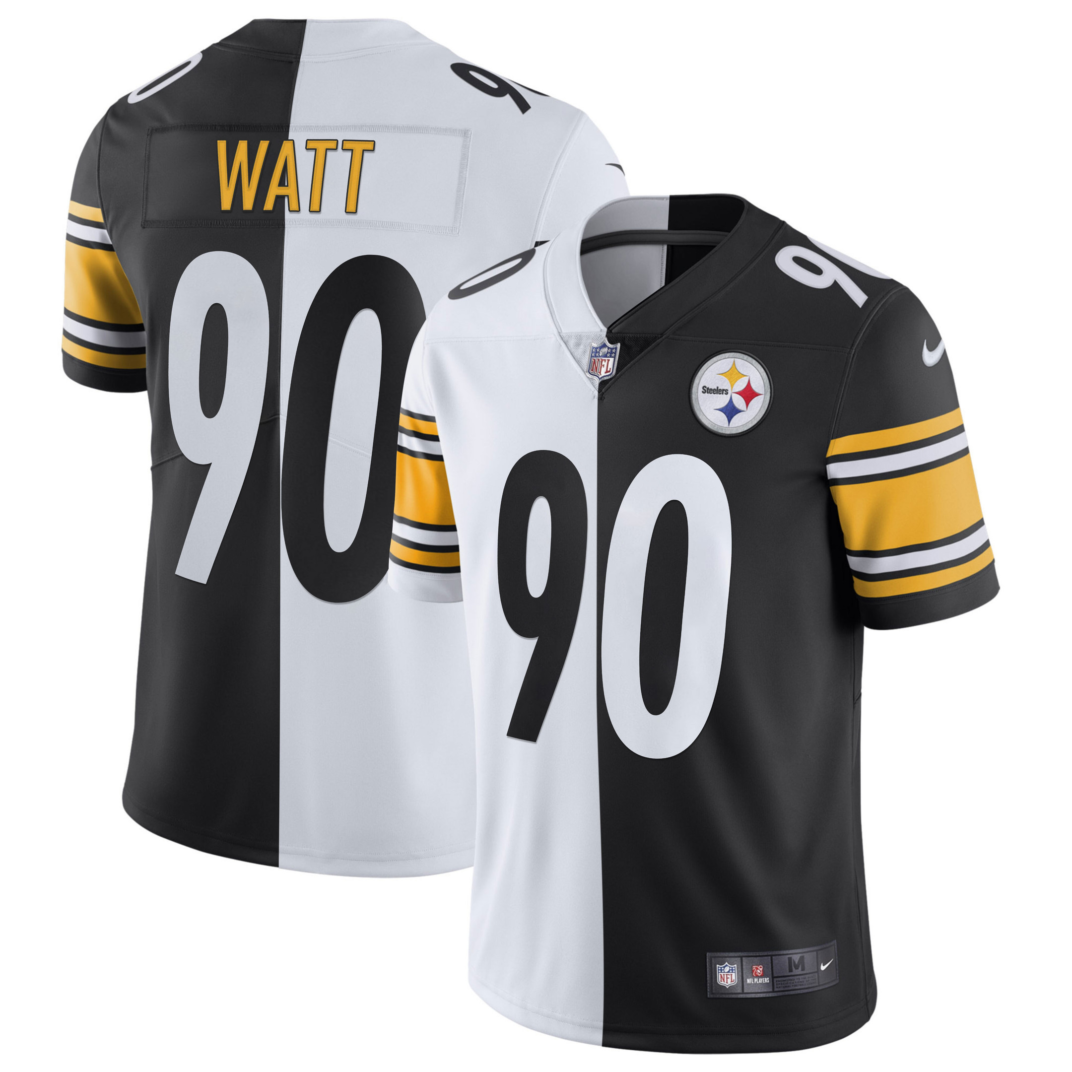 T. J. Watt Men's Pittsburgh Steelers Gold & Split Jersey - All Stitched