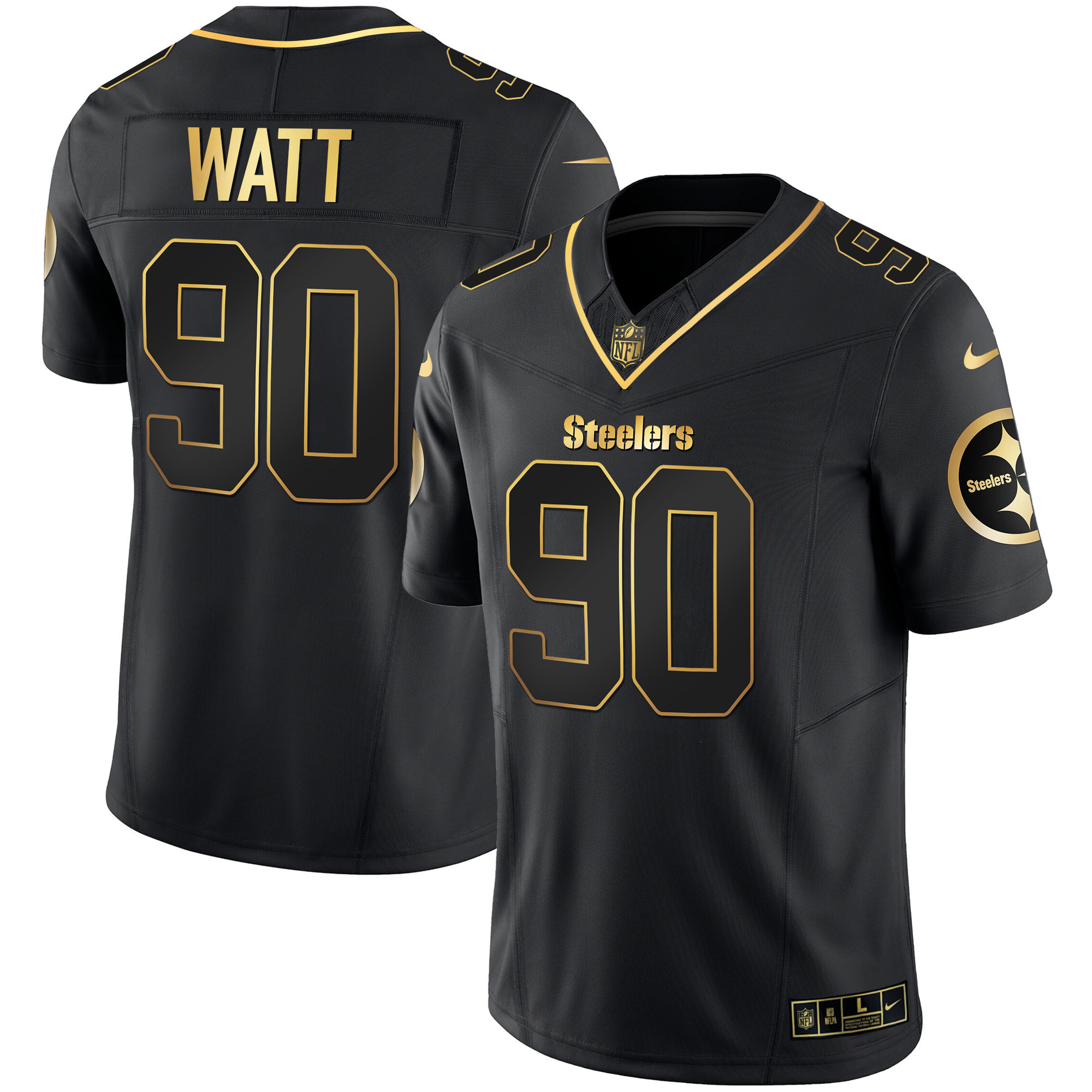 T. J. Watt Men's Pittsburgh Steelers Gold Vapor V2 Black Gold Jersey - All Stitched