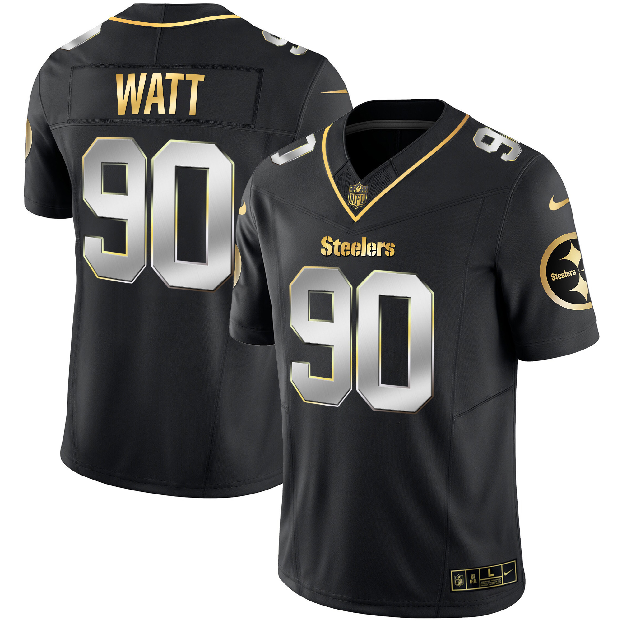 T. J. Watt Men's Pittsburgh Steelers Gold Vapor V2 Black Limited Jersey - All Stitched