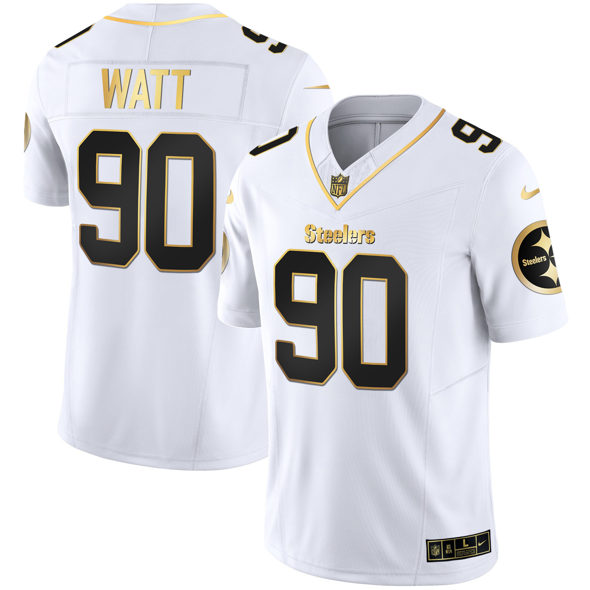 T. J. Watt Men's Pittsburgh Steelers Gold Vapor V2 White Gold Jersey - All Stitched
