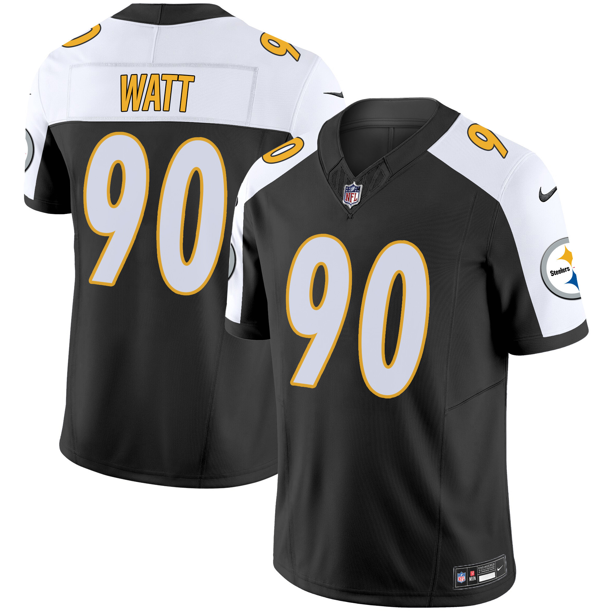 T. J. Watt Men's Pittsburgh Steelers Vapor Limited V2 Black Alternate Jersey - All Stitched