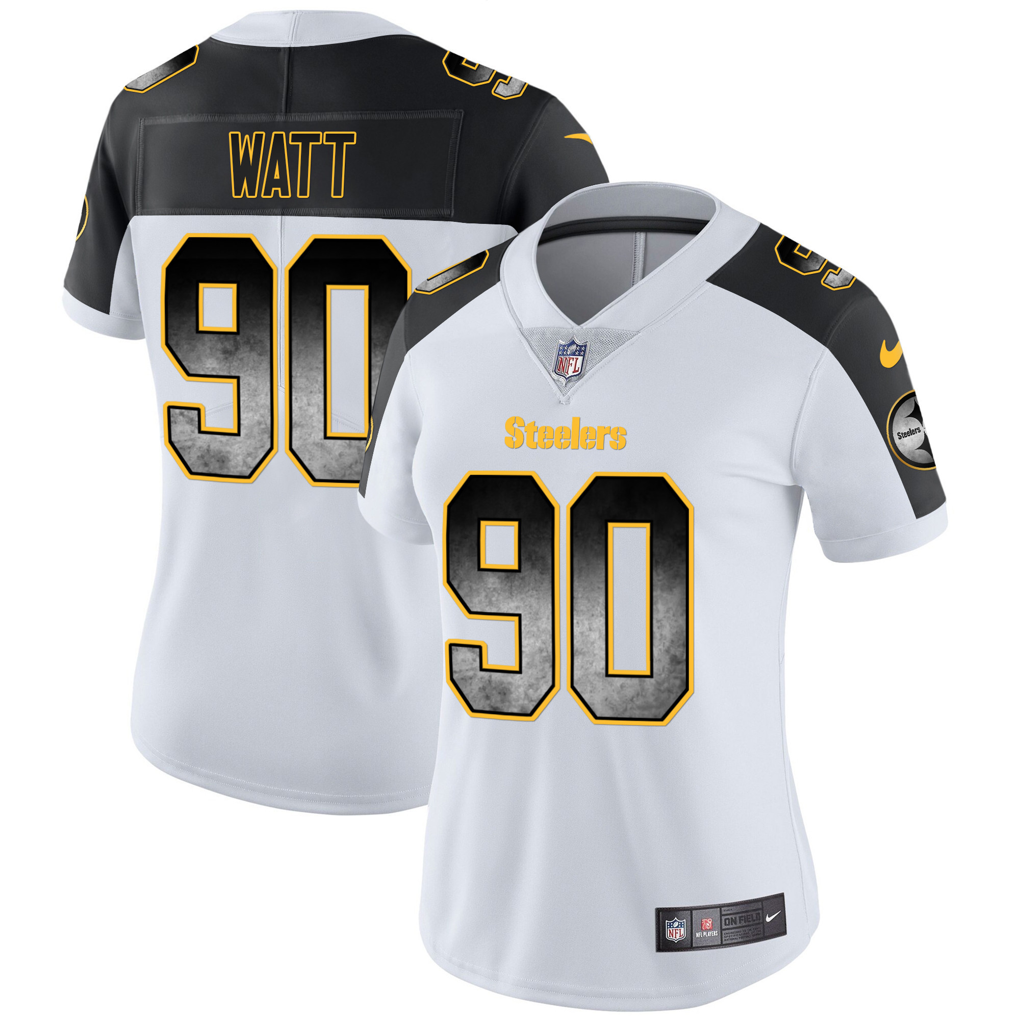 T. J. Watt Women's Pittsburgh Steelers Arch Smoke Vapor Inverted Jersey - All Stitched