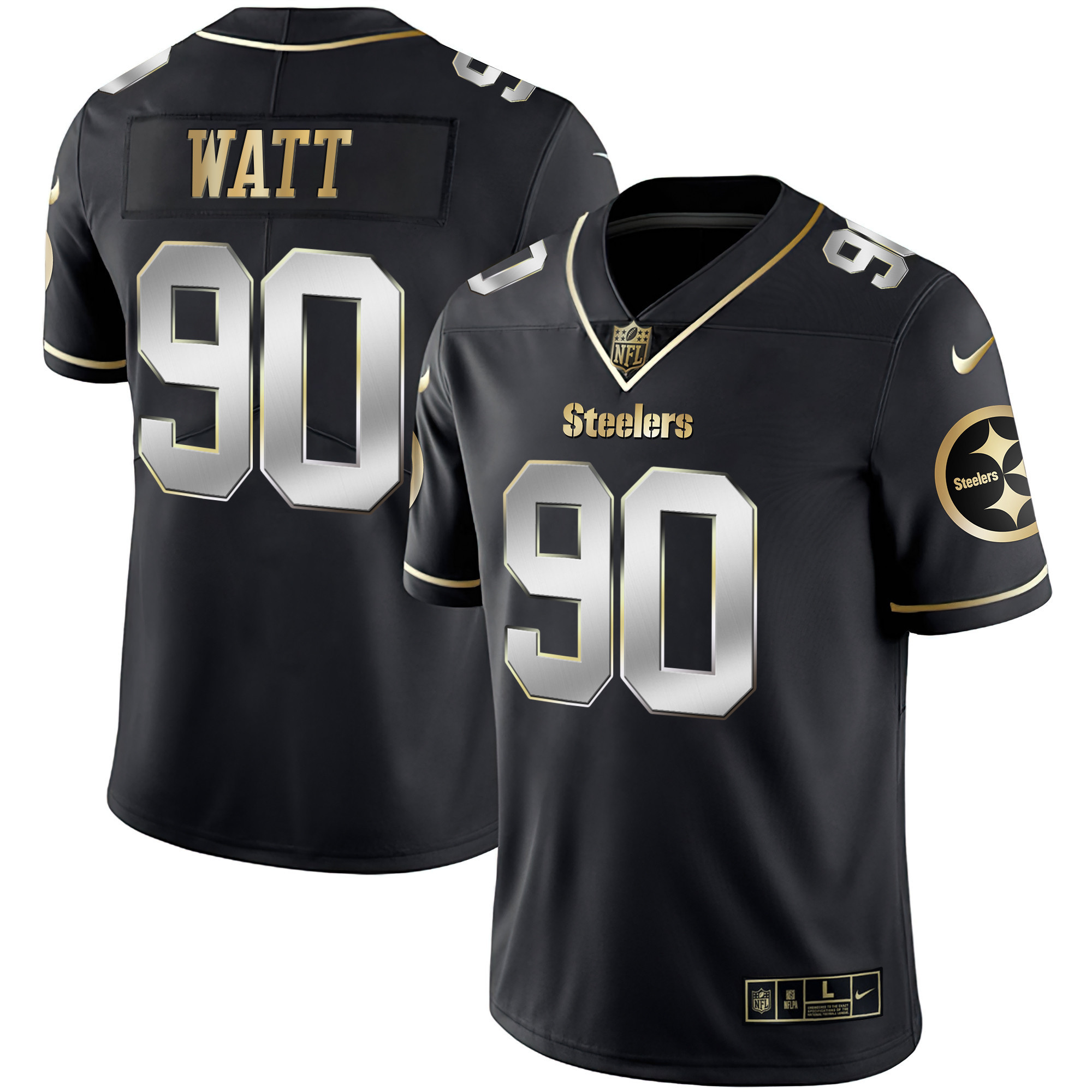 T. J. Watt Youth's Pittsburgh Steelers Gold & Split Black Limited Jersey - All Stitched