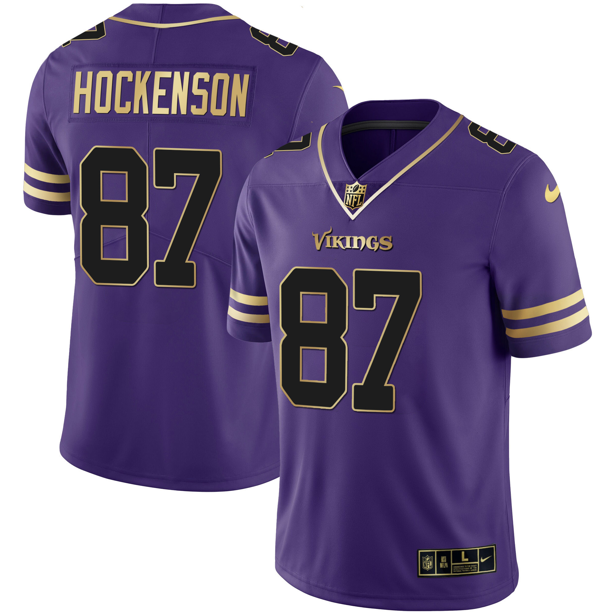 T.J. Hockenson Men's Minnesota Vikings Purple Gold Vapor Jersey - All Stitched