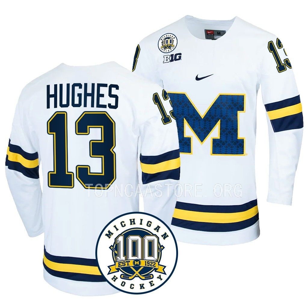 T.J. Hughes Michigan Wolverines White 100th Anniversary Jersey