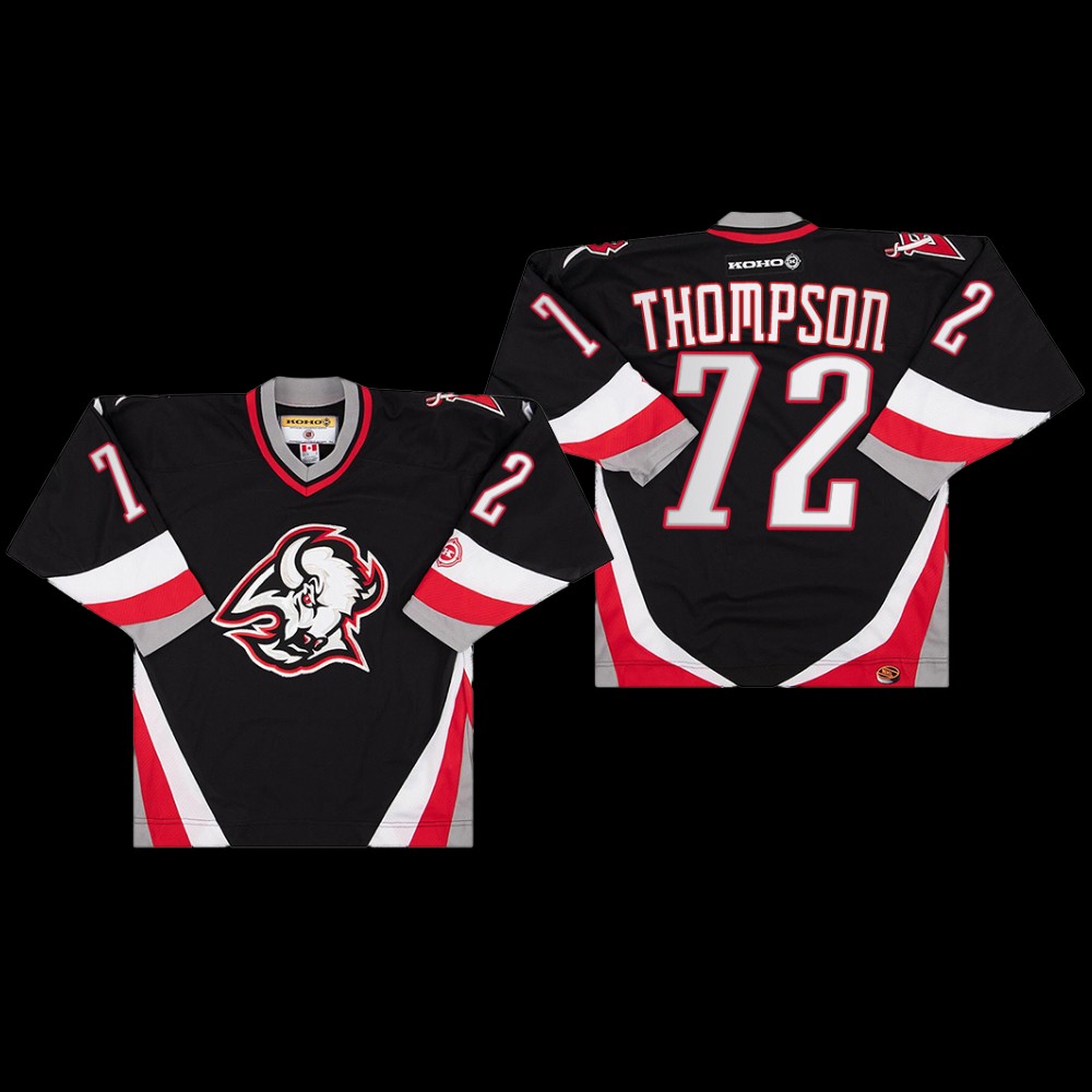 Tage Thompson Buffalo Sabres Primary Goathead Logo Black Throwback Jersey