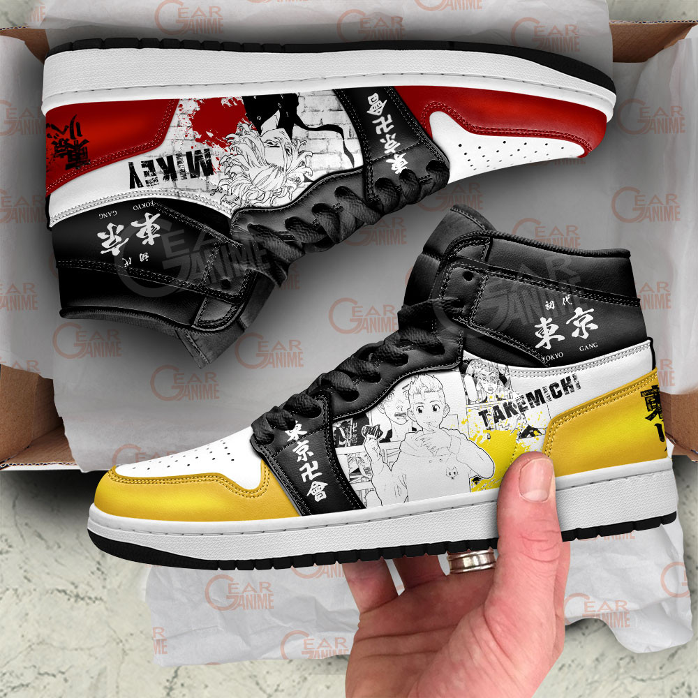 Takemichi and Mikey JD1s Sneakers Tokyo Revengers Manga Anime Shoes, Air Jordan Hightop
