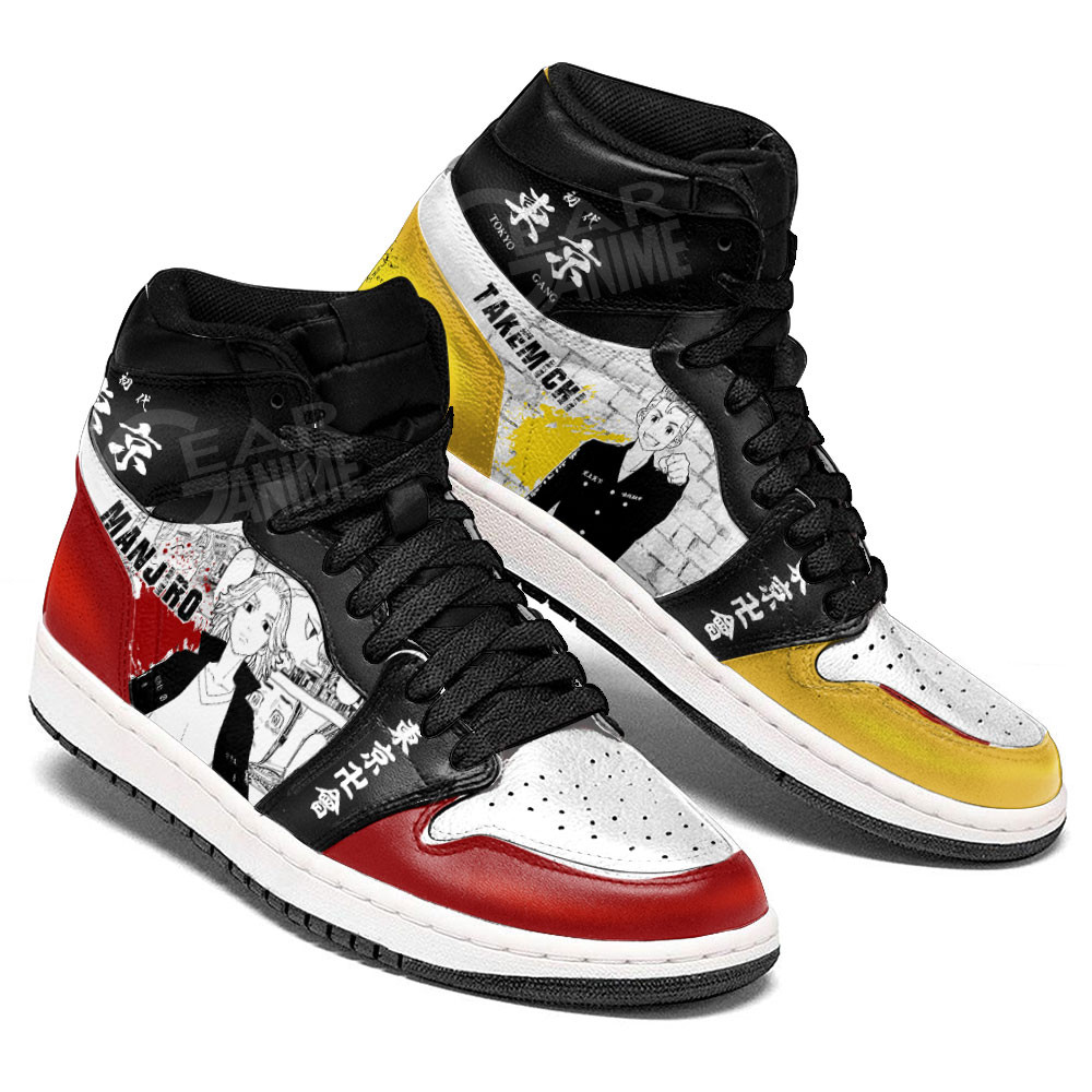 Takemichi and Mikey JD1s Sneakers Tokyo Revengers Manga Anime Shoes, Air Jordan Hightop