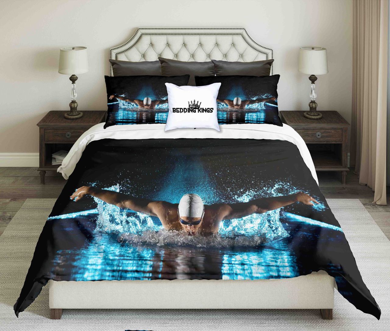 Taking Breathwimming Butterfly Design Kings 3D Customized Duvet Cover Bedding Set