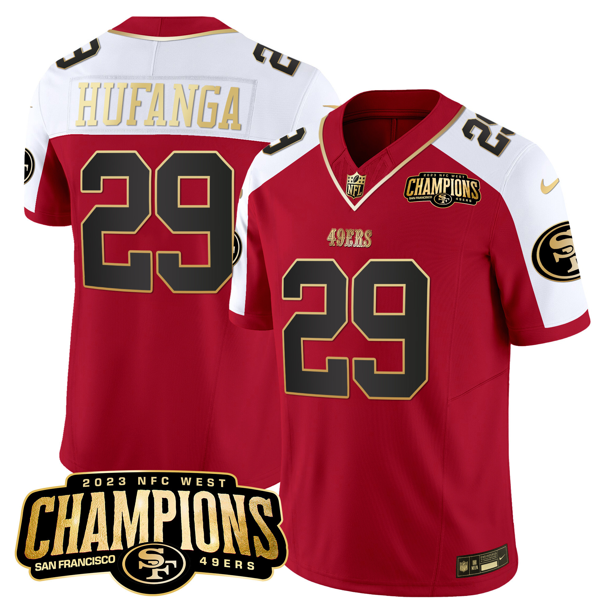 Talanoa Hufanga Men's San Francisco 49ers 2023 NFC West Champions Patch Vapor Alternate Jersey - All Stitched 