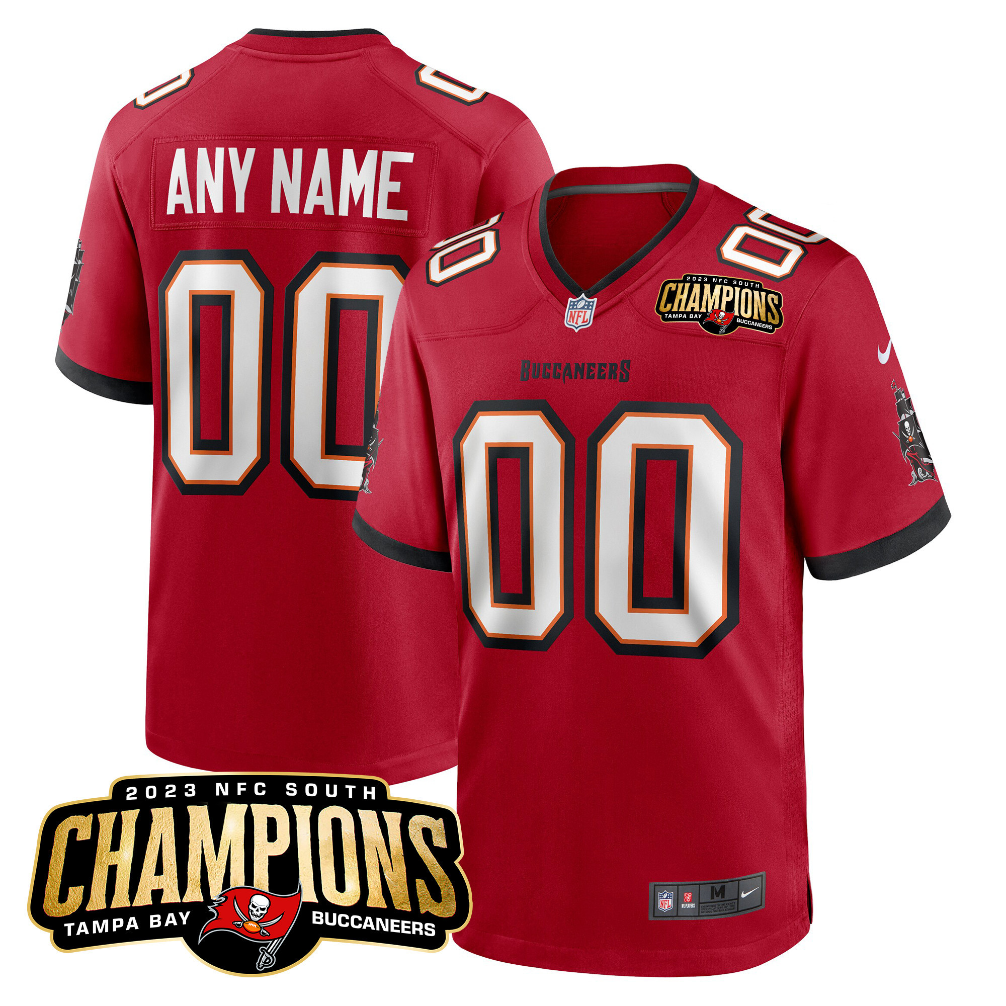 Tampa Bay Buccaneers 2023 NFC South Champions Patch Game Custom Red Jersey - All Stitched 