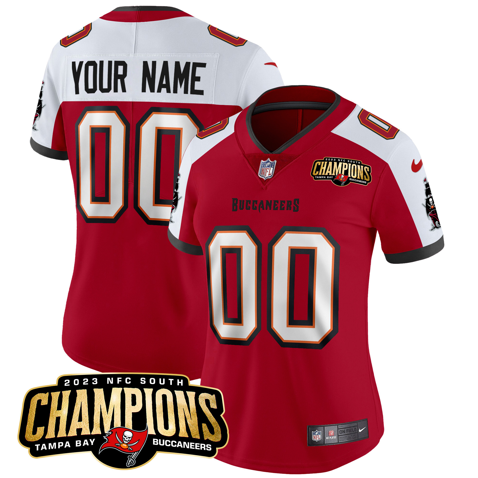 Tampa Bay Buccaneers 2023 NFC South Champions Patch Vapor Custom Red Alternate Jersey - All Stitched 