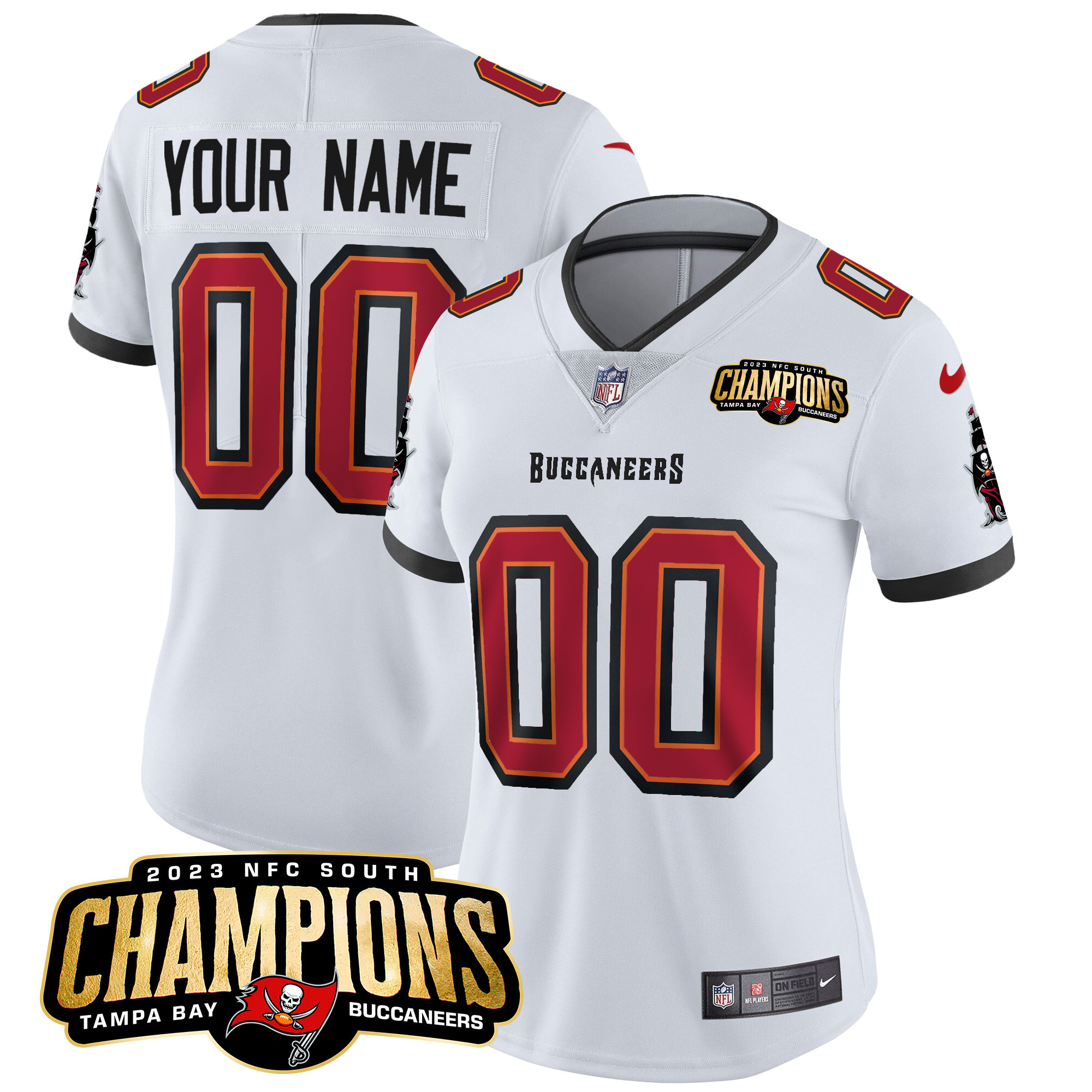 Tampa Bay Buccaneers 2023 NFC South Champions Patch Vapor Custom White Jersey - All Stitched 