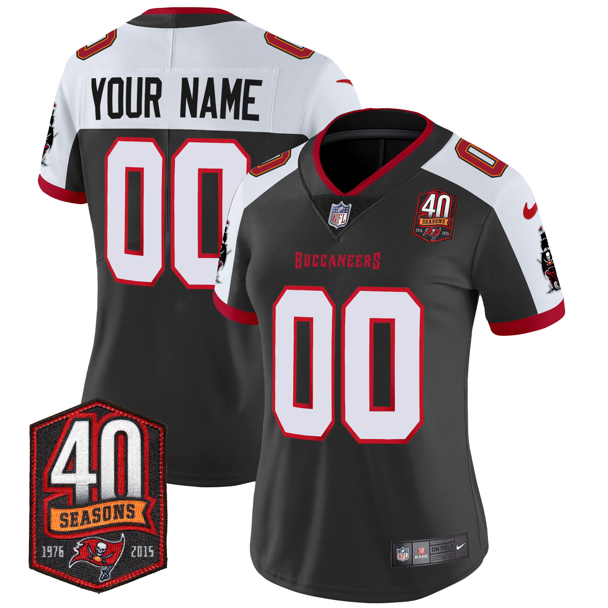 Tampa Bay Buccaneers 40th Season Patch Vapor Limited Custom Black Alternate Jersey - All Stitched 