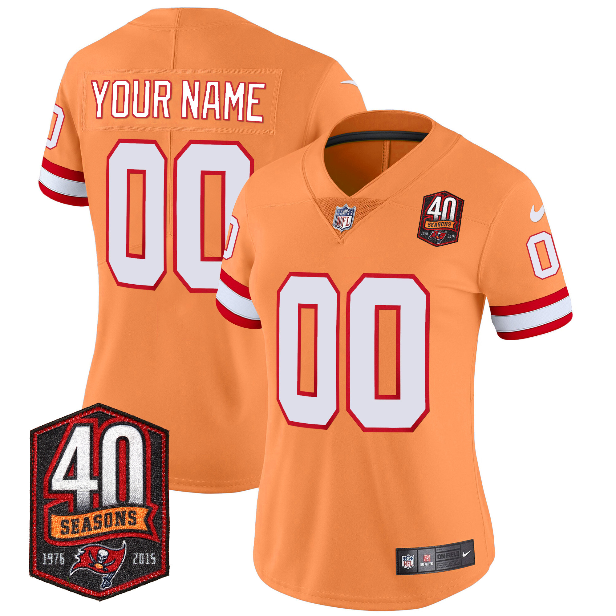 Tampa Bay Buccaneers 40th Season Patch Vapor Limited Custom Orange Jersey - All Stitched 