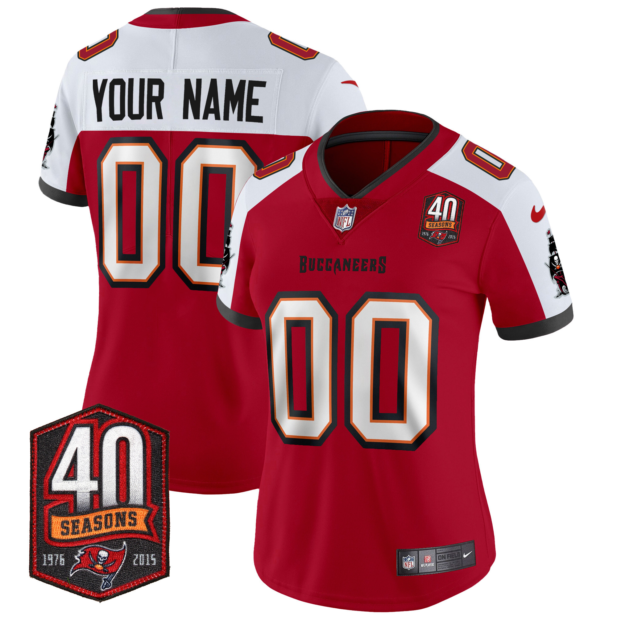 Tampa Bay Buccaneers 40th Season Patch Vapor Limited Custom Red Alternate Jersey - All Stitched 