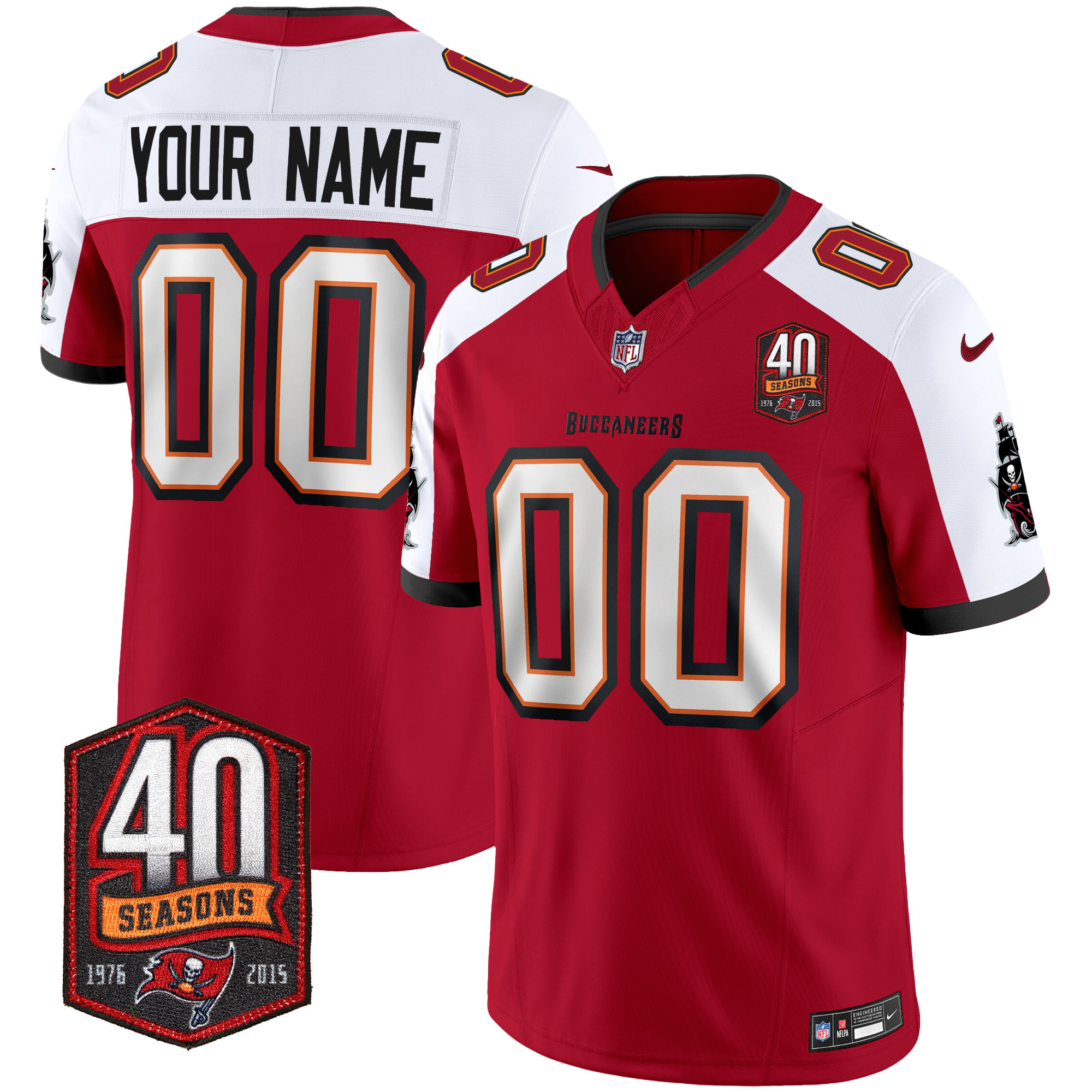 Tampa Bay Buccaneers 40th Season Patch Vapor Limited Custom Red Alternate Jersey - All Stitched 