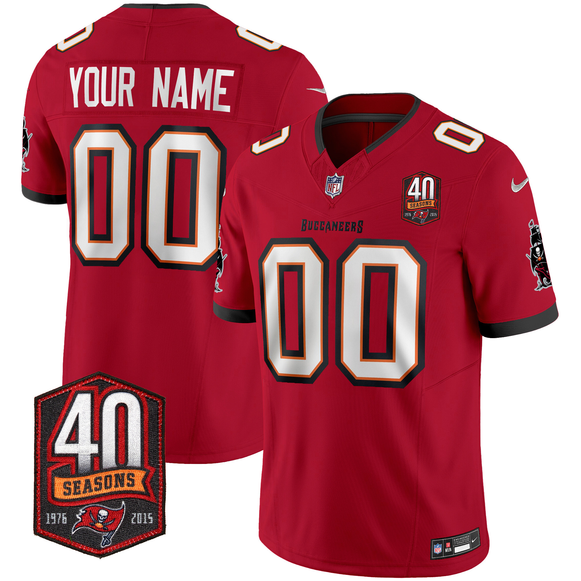 Tampa Bay Buccaneers 40th Season Patch Vapor Limited Custom Red Jersey - All Stitched 