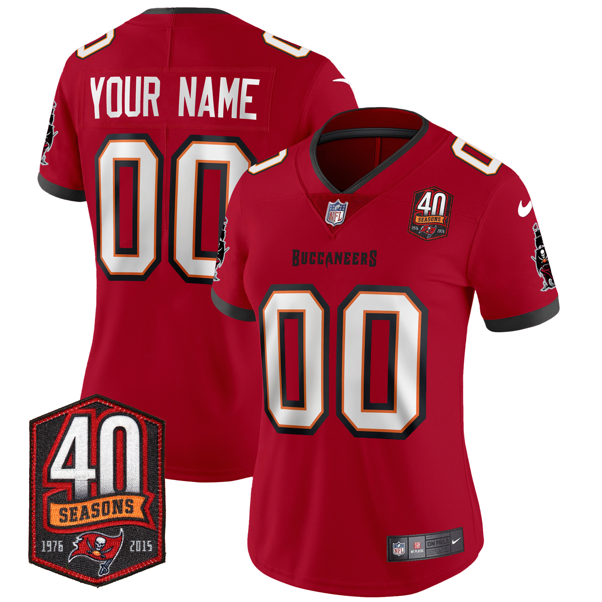 Tampa Bay Buccaneers 40th Season Patch Vapor Limited Custom Red Jersey - All Stitched 